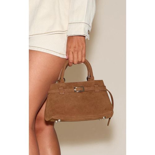 Mini Sac À Bandoulière En Suédine Marron Clair À Ceinture, Marron Clair