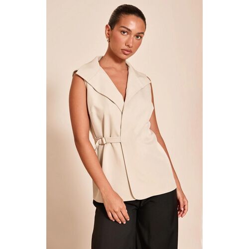 Pierre Oversize Boucle Détail Long Gilet, Gris Pierre