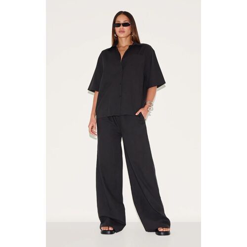 Tall Pantalon Large En Effet Lin Noir, Noir