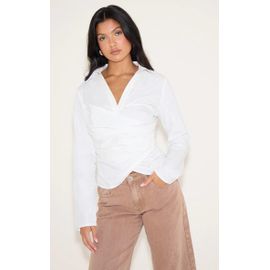 Chemise Cache-Coeur Ajustée En Coton Blanc, Blanc