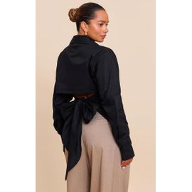 Shape Chemise Noire Nouée Derrière À Boutons, Noir