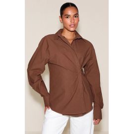 Chemise Cintrée En Coton Chocolat À Boutonnage Modulable, Chocolat
