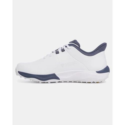 Chaussures De Golf Large Sans Pointes Under Armour Drive Pro Pour Blanc Metallique Or Downpour Gris