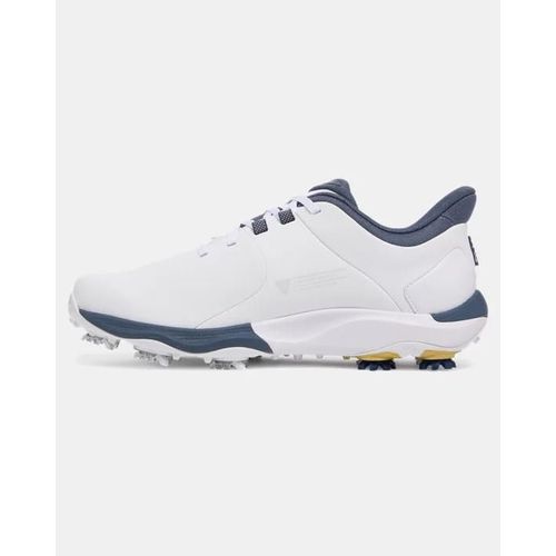 Chaussures De Golf Large Under Armour Drive Pro Pour Blanc Metallique Or Downpour Gris