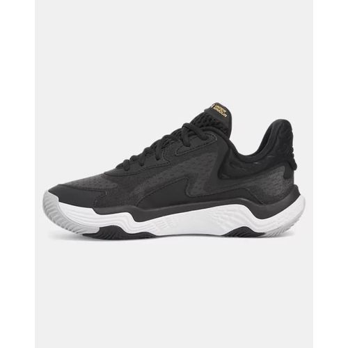 Chaussures De Basketball Under Armour Spawn 7 Unisexe Noir Metallique Or Noir
