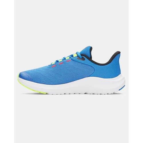 Chaussure De Course À Grand Logo Under Armour Pursuit 4 Grade School Pour Garçon Bleu Atlantis / High Vis Jaune / Blanc 36