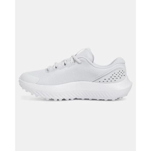 Chaussures De Golf Under Armour Surge Pour Distant Gris Blanc Metallique Argent