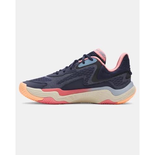 Chaussures De Basketball Under Armour Spawn 7 Unisexe Bleu Calm Sun Kiss Washed Bleu Marine