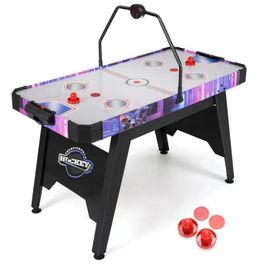 Table Air Hockey COSTWAY Moteur 12 V Coussin d'Air,Score Numérique LED,Distributeurs,2 Propulseurs Palets Surface de Jeu 133x65cm