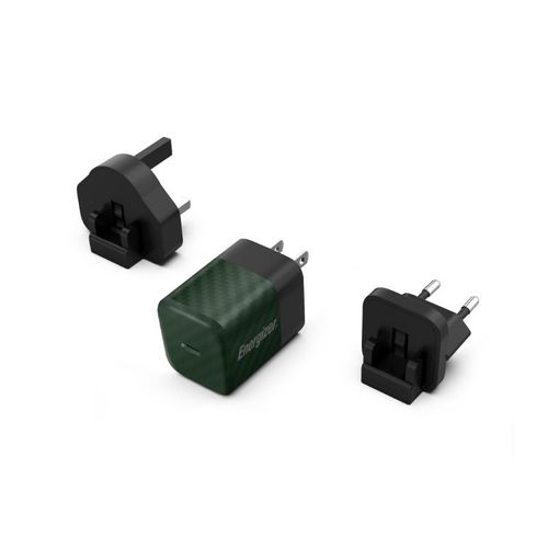 Chargeur Secteur GaN 4A USB-C 20W Multiprise EU / UK / US ENERGIZER Noir / Vert