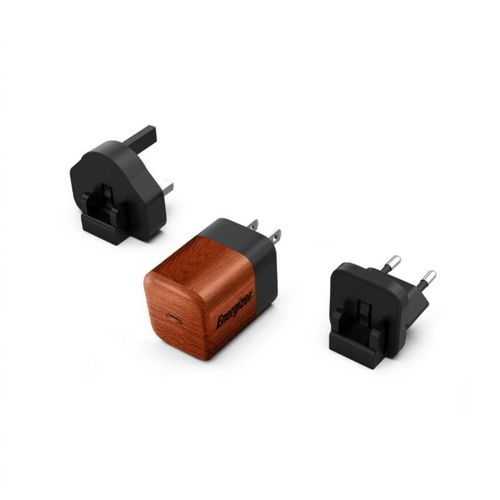 Chargeur Secteur GaN 4A USB-C 20W Multiprise EU / UK / US ENERGIZER Noir / Marron