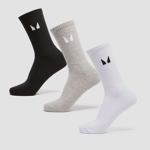 Chaussettes De Tennis Unisexes Mp (Lot De 3 Paires) ¿ Blanc/Noir/Gris Chiné - Uk 6-8