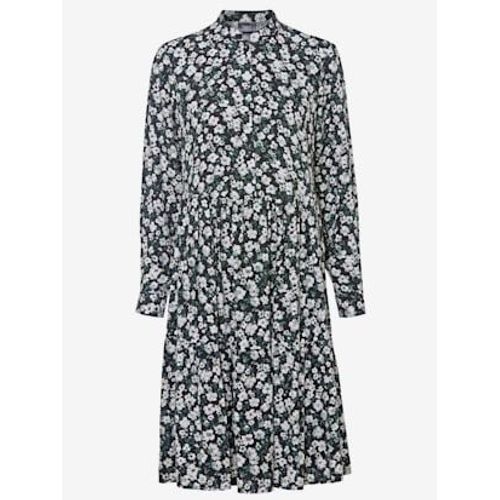 Robe À Fleurs Pure Viscose - - Noir-Écru À Motifs