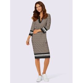 Robe En Jersey Coupe Affinante - - Chamois-Noir Imprimé