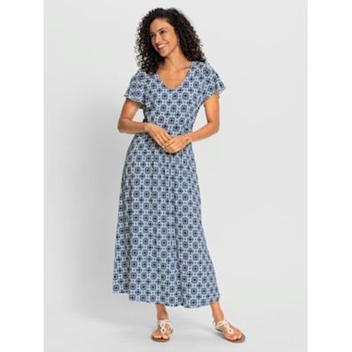Robe En Jersey Avec Viscose (Ecovero) - - Bleu Jean-Écru Imprimé