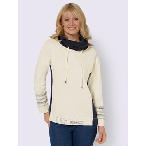 Sweatshirt Pur Coton - - Couleur Ivoire-Marine