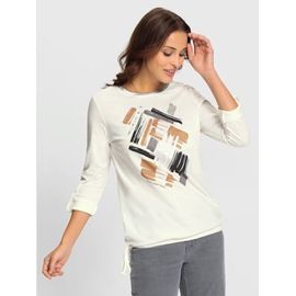 T-Shirt Imprimé 50% Coton Et 50% Modal - - Écru-Noir Imprimé