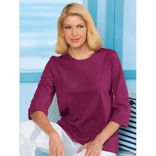T-Shirt Femme Confortable Manches 3/4 À Revers - - Mûre