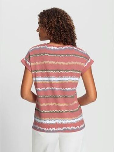 T-Shirt Imprimé Pur Coton - Collection L - Bois De Rose-Écru Imprimé