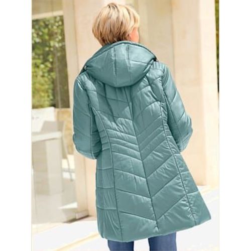 Doudoune Matelassée Col Montant Capuche Amovible - - Vert Jade