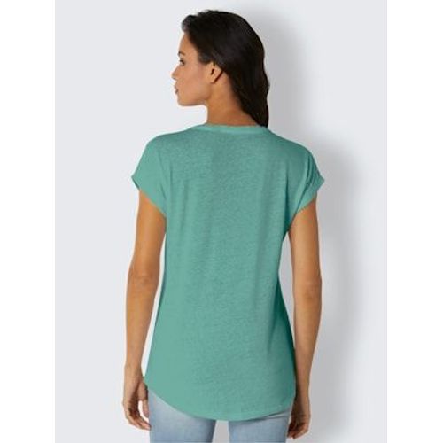T-Shirt En V Mélange Viscose-Lin Estival - Creation L Premium - Sauge