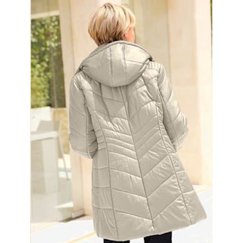 Doudoune Matelassée Col Montant Capuche Amovible - - Écru