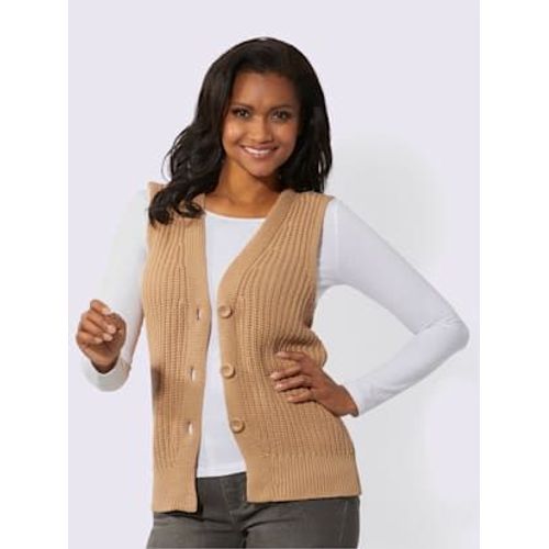 Gilet En Tricot Pur Coton - - Couleur Chamois