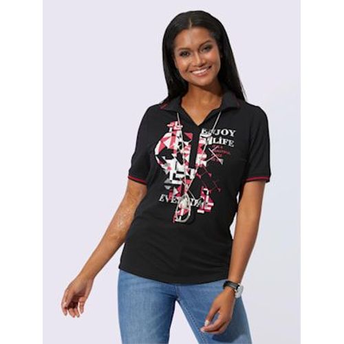 Polo Viscose - - Noir-Rouge Imprimé