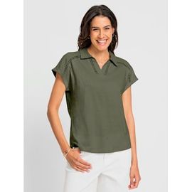 T-Shirt En V Bande En Dentelle Filigrane - - Kaki