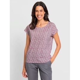 T-Shirt À Encolure Ronde Pur Coton - - Mauve-Écru Imprimé