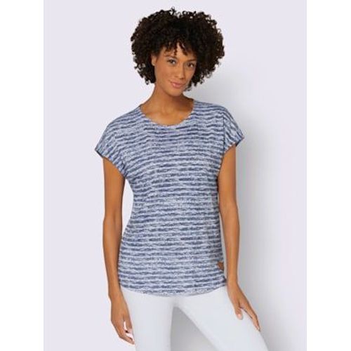 T-Shirt À Encolure Ronde 50% Coton - Collection L - Marine-Écru-Rayures