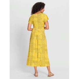 Robe En Jersey Viscose (Ecovero) - - Jaune Soleil-Champagne Imprimé