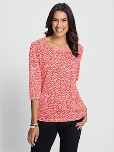 T-Shirt À Manches 3/4 50% Coton - - Blanc-Fraise Imprimé