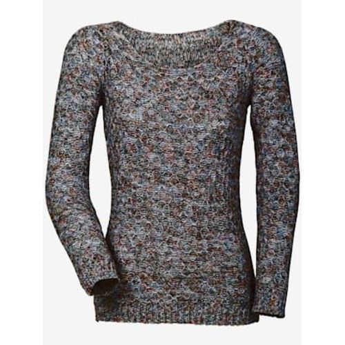 Pull Encolure Ronde Superbe Fil Multicolore - - Noir À Motifs