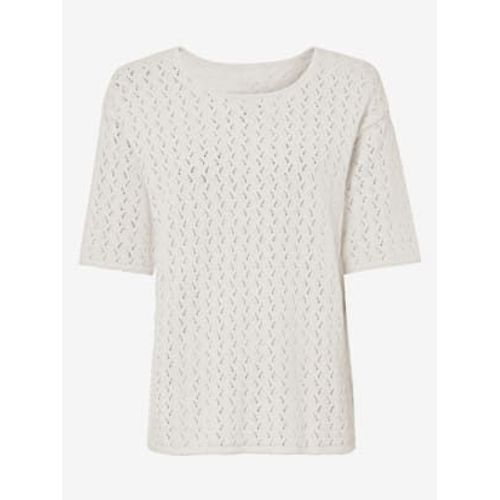 Pull À Manches Courtes Motif Ajouré Léger - - Écru