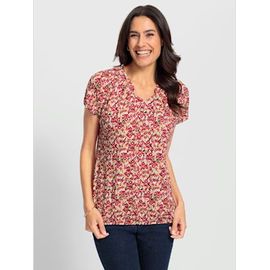 T-Shirt Imprimé Avec Viscose (Ecovero) - - Rouge Fraise-Vert Tilleul Imprimé