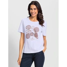 T-Shirt À Manches Courtes 50% Coton - - Blanc-Marron Rouge Imprimé