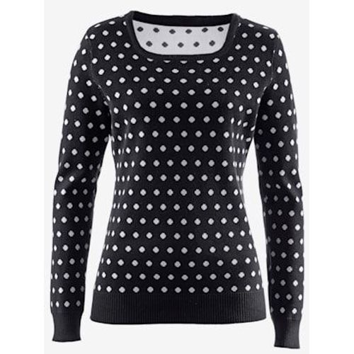 Pull À Pois Manches Longues En Jacquard - - Noir-Blanc À Pois