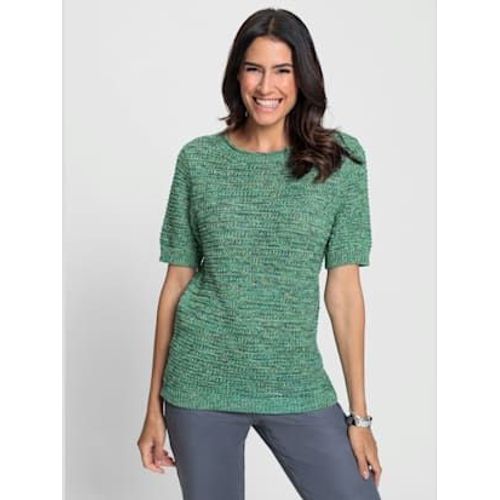 Pull En Coton Motif Tricoté Décoratif - - Vert Pomme-Marine À Motifs