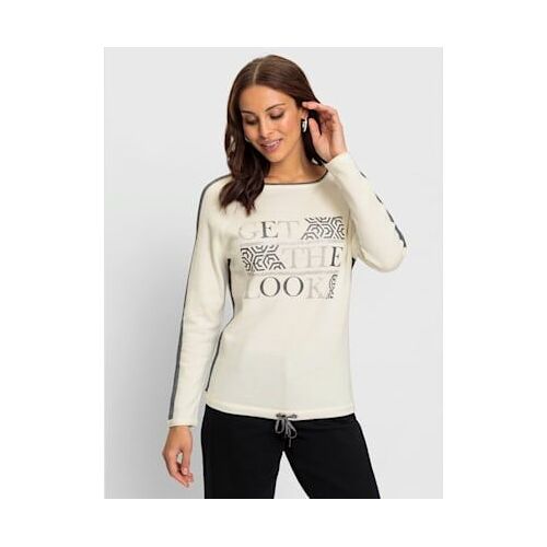 Pull 50% Coton - - Blanc-Noir À Motifs