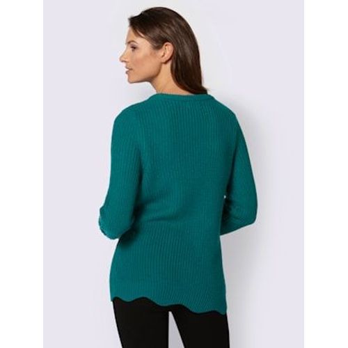 Pull Femme Effet Côtelé - - Bleu Pétrole