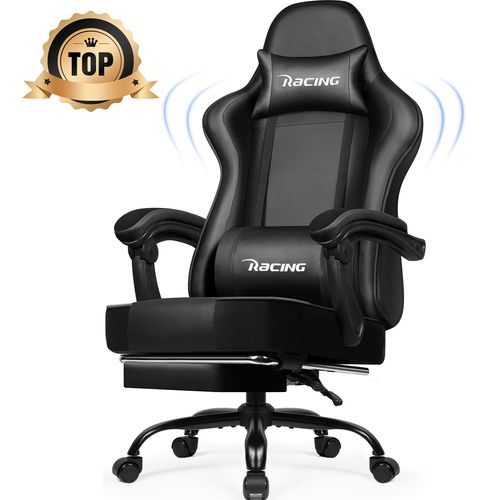 Chaise De Bureau，Fauteuil De Bureau，Chaise Gaming ，Fauteuil Gaming Ergonomique,Avec Dossier Réglable À 170°,Cuir Noir