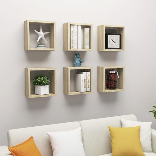 Vidaxl Étagères Cube Murales 6 Pcs Chêne Sonoma 30x15x30 Cm