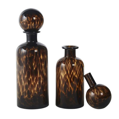 Flacons déco en verre teinté brun et noir H35 (x2)