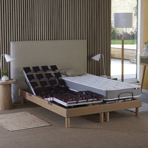 Sommier électrique matelas mousse mémoire forme 2x80x200