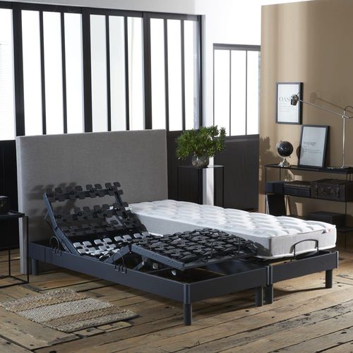 Sommier électrique lattes matelas mousse 35hr 2x80 x200