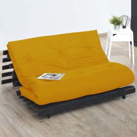 Matelas futon coton et fibres ocre 140x190