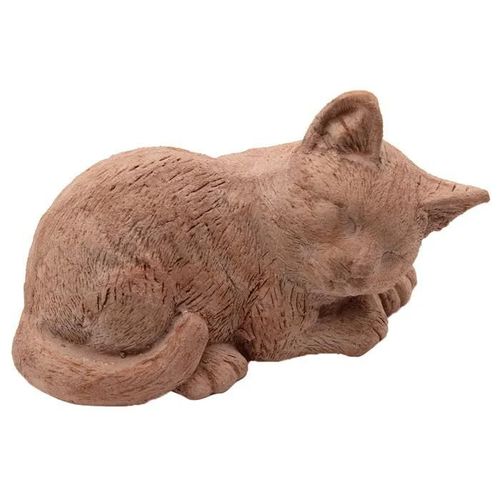 DECORAZIONE GATTO CHE DORME RIFINITA A MANO 19CM IN TERRACOTTA ARREDAMENTO