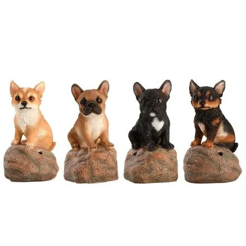 1 Cucciolo Di Benvenuto In Resina Assortito H11cm Decorazione Giardino