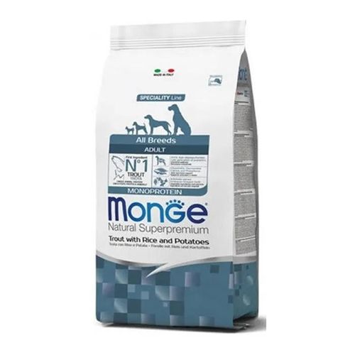 CROCCHETTE PER CANI ADULTI ALL BREEDS MONOPROTEICO SUPERPREMIUM 12 KG TROTA, RISO E PATATE MONGE